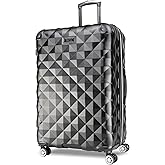Kenneth Cole REACTION Diamond Tower Collection Lightweight Hardside Expandable 8-Wheel Spinner Travel Luggage, Black, 28-Inch Checked