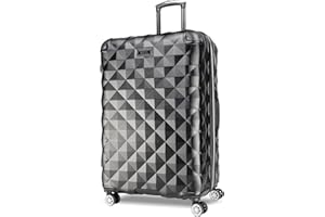 Kenneth Cole REACTION Diamond Tower Collection Lightweight Hardside Expandable 8-Wheel Spinner Travel Luggage, Black, 28-Inch Checked