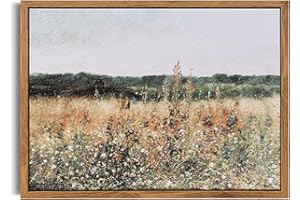 Bluebubble Framed Canvas Wall Art, Wild Floral Field Painting, Vintage Wall Art Prints, Living Room Decor - 16.0x12.0in