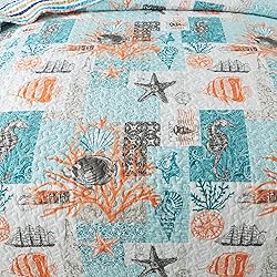 HoneiLife Quilt Set Queen Size - 3 Pieces Nautical