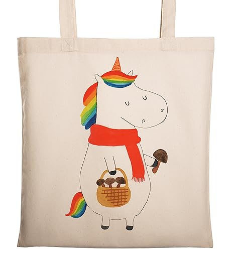 Mr. & Mrs. Panda Bedruckt, Spruch, Tragetasche Einhorn Pilz - Farbe Transparent