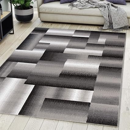 Tappeto Moderno Salotto Grigio 80 X 150 Cm A Pelo Corto