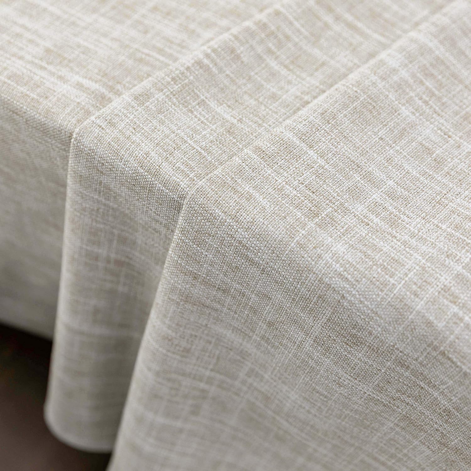 Home Brilliant Faux Burlap Tablecloth Rectangular Oblong Table Cover for Kitchen Dinning Striped Tabletop Decoration (52 x 72 Inch, Light Linen): Home & Kitchen