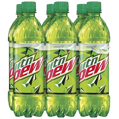 Mountain dew soda (6 - 16.9 floz) 101.4 floz 6 pack plastic bottles (012000504082)