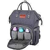 RAJRANG Women's Mini Baby Diaper Bag Diaper Bag Backpack - Travel Organizer, Small, Lightweight, Charcoal Grey, 18x15x7 Inches