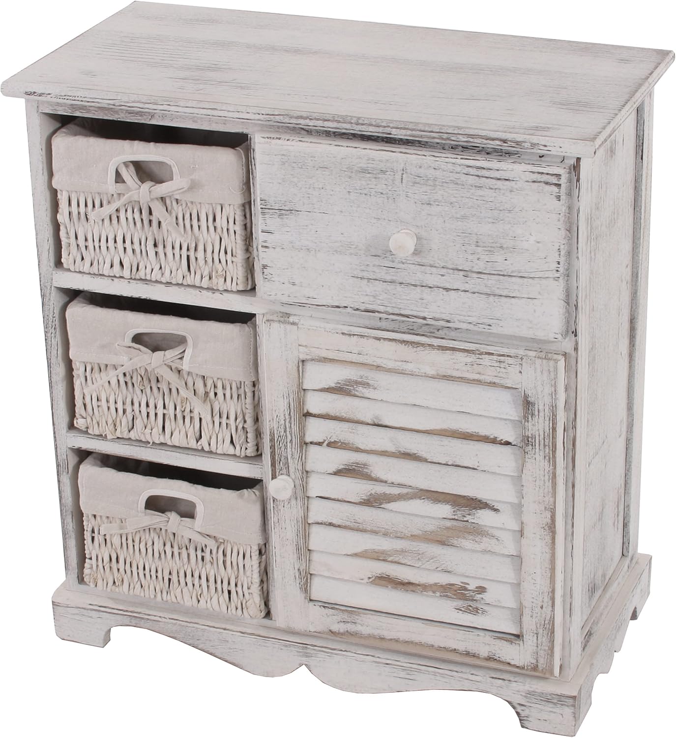 Mendler Kommode Schrank mit 3 Körben 63x60x30cm, Shabby-Look, Vintage