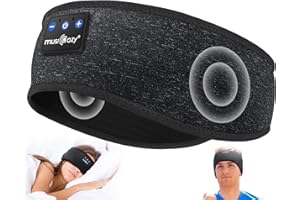 MUSICOZY Sleep Headphones Bluetooth 5.4 Headband, Wireless Earphones Music Sleep Earbuds Sleeping Eye Mask with HD Stereo Speakers for Workout Running Travel Yoga, Ideal Gifts (Black)