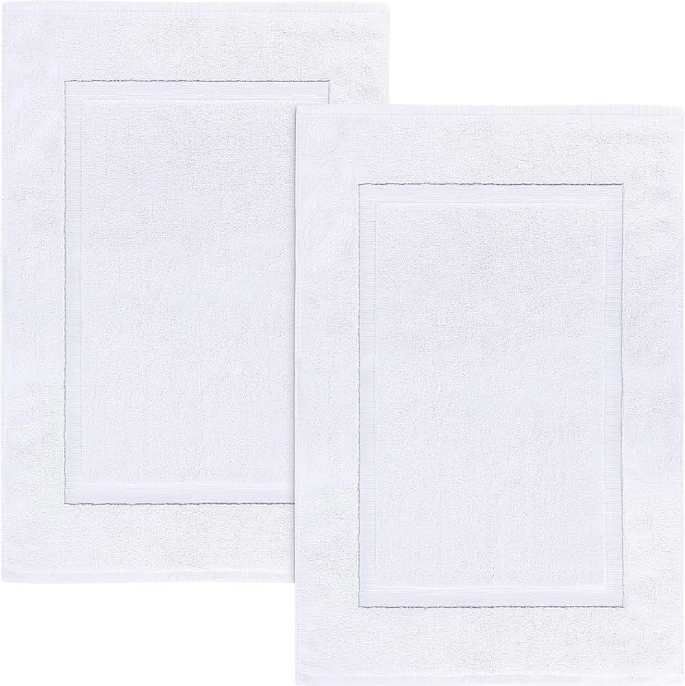 Utopia Towels Bath Mats 53 x 86 cm White Pack of 2 100% Cotton