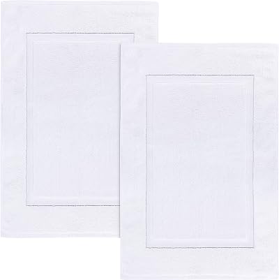 Utopia Towels Bath Mats 53 x 86 cm White Pack of 2 100% Cotton
