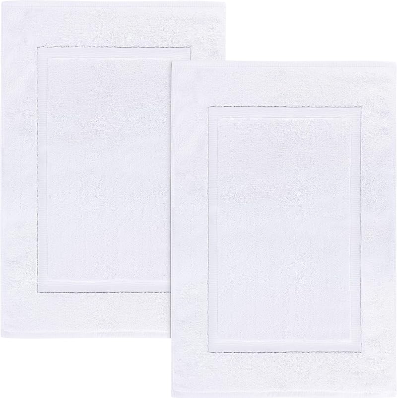 Utopia Towels Bath Mats 53 x 86 cm White Pack of 2 100% Cotton