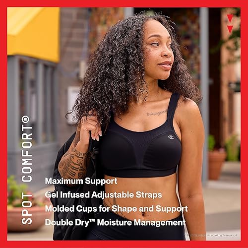 Champion womens Spot Comfort Full Support Sports Bra, Surf the Web