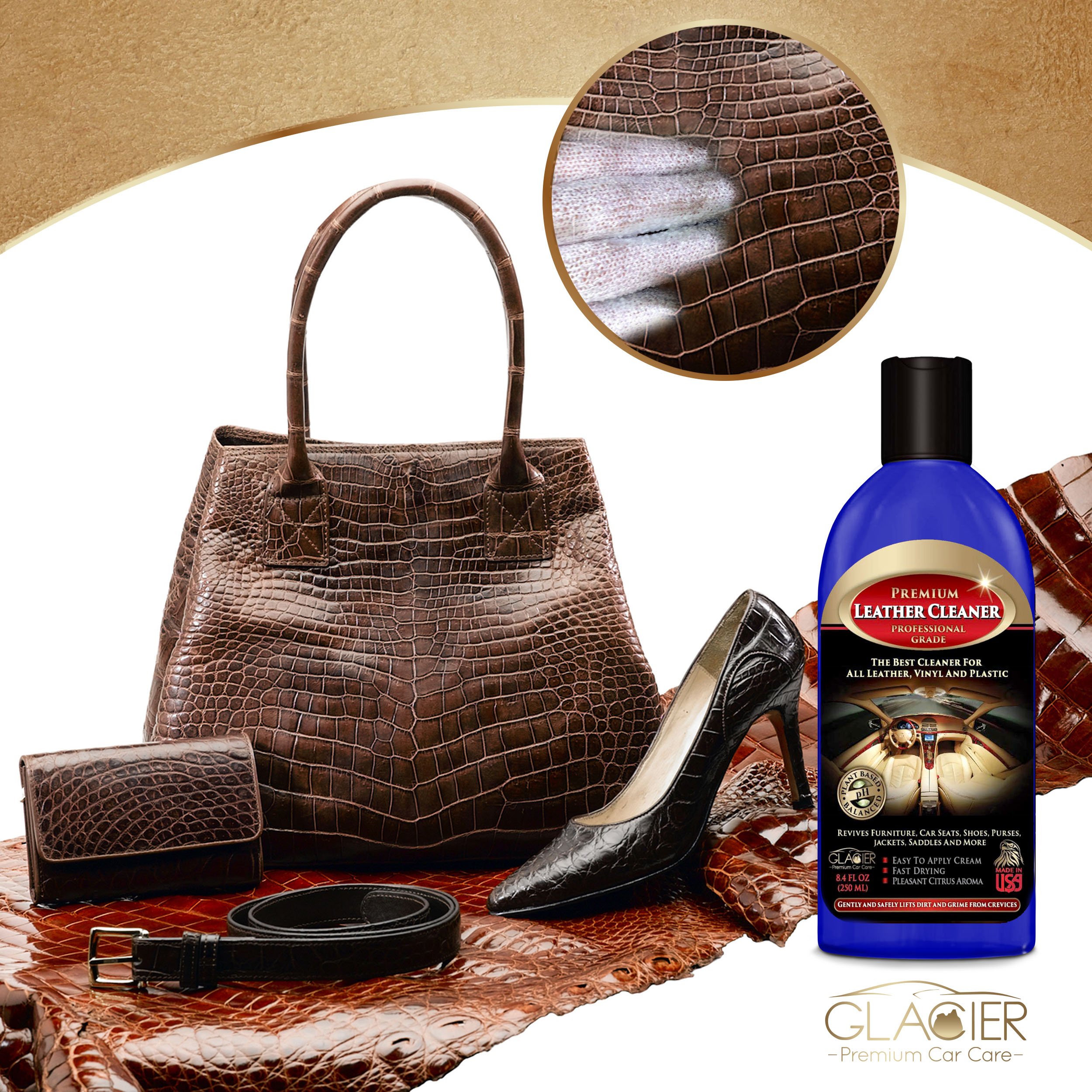 Glacier Leather and Vinyl Cleaner with Conditioner and Bonus Glove for
