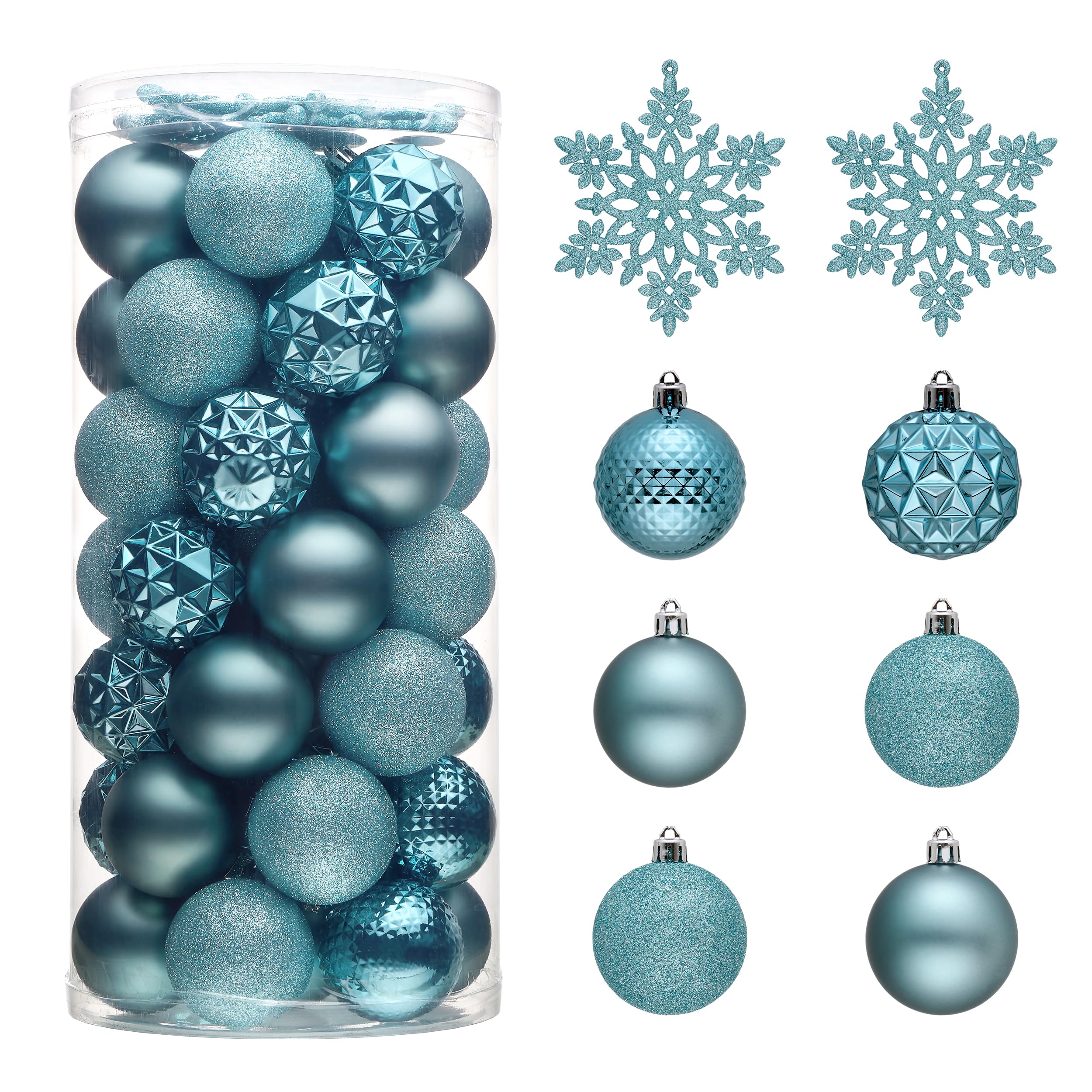 Valery Madelyn Christmas Tree Decorations Ornament Set, 50ct 2.36 Inches Light Blue Shatterproof Christmas Ball Ornaments Hanging Xmas Holiday Party Decor Image