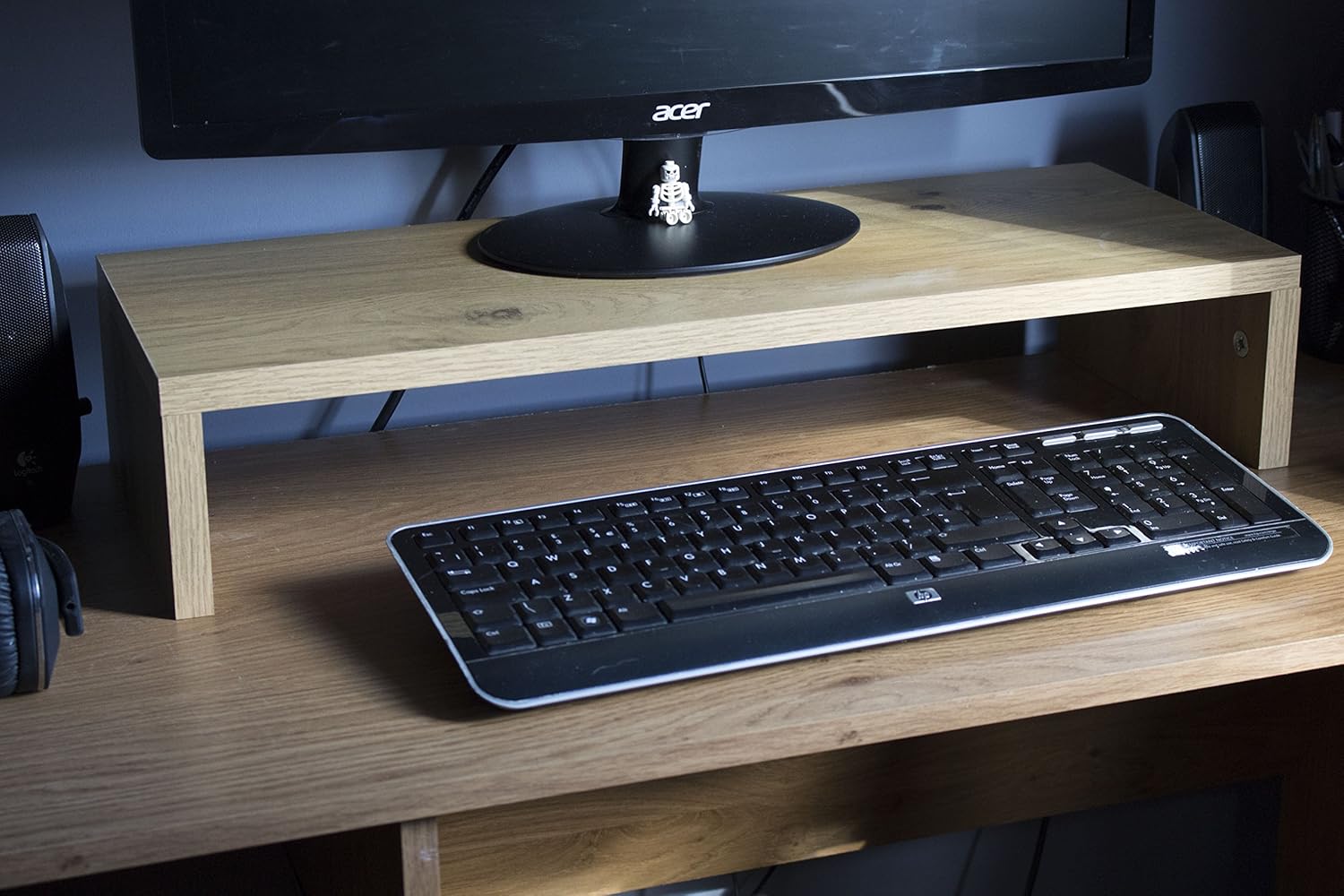 Oak Effect Monitor Stand Home Office Desk PC Computer Amazon.co.uk