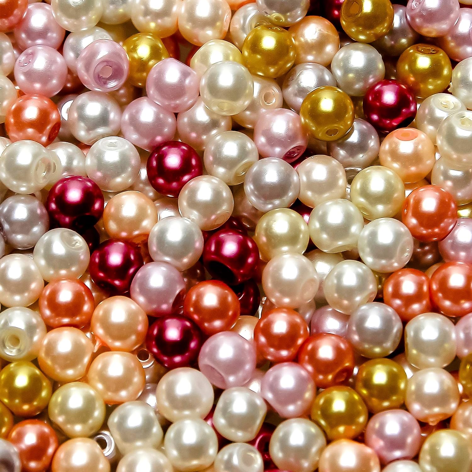 TOAOB 500pcs Pearl Beads for Jewelry Making 6mm Faux Pearls Glass Multicolor Sew on Pearl Beads Imitation Dyed Faux Spacer for Necklace Bracelet Craft Vase Filler Hair Accessories