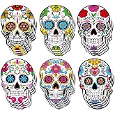 24 Pcs Large Day of The Dead Cutouts Double Sided Sugar Skull Cutout Dia De Los Muerto Decorations for Mexican Halloween Table Centerpiece Supplies Birthday Party Essentials