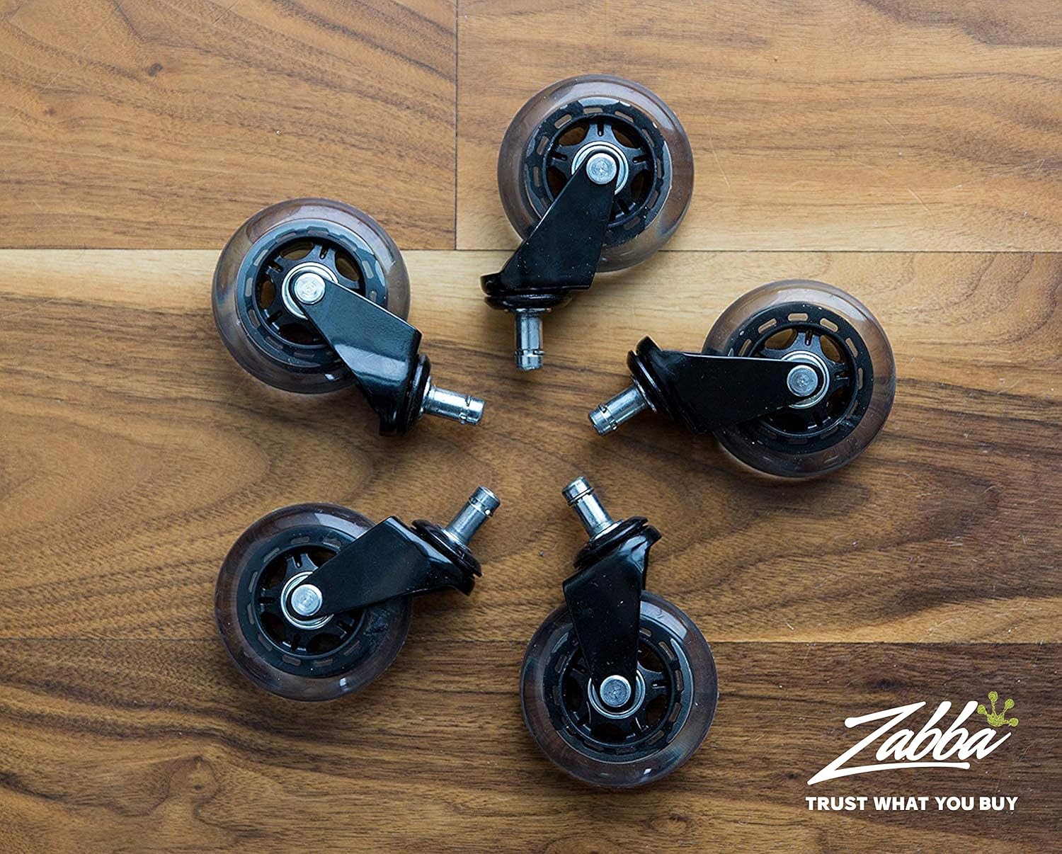 Office Chair Wheels, Caster Wheels - Set of 5, Replacement Wheel for Desk, Office Chairs - Rollerblade Casters for Wood, All Floors - Universal Fit - Office Owl: Home Improvement