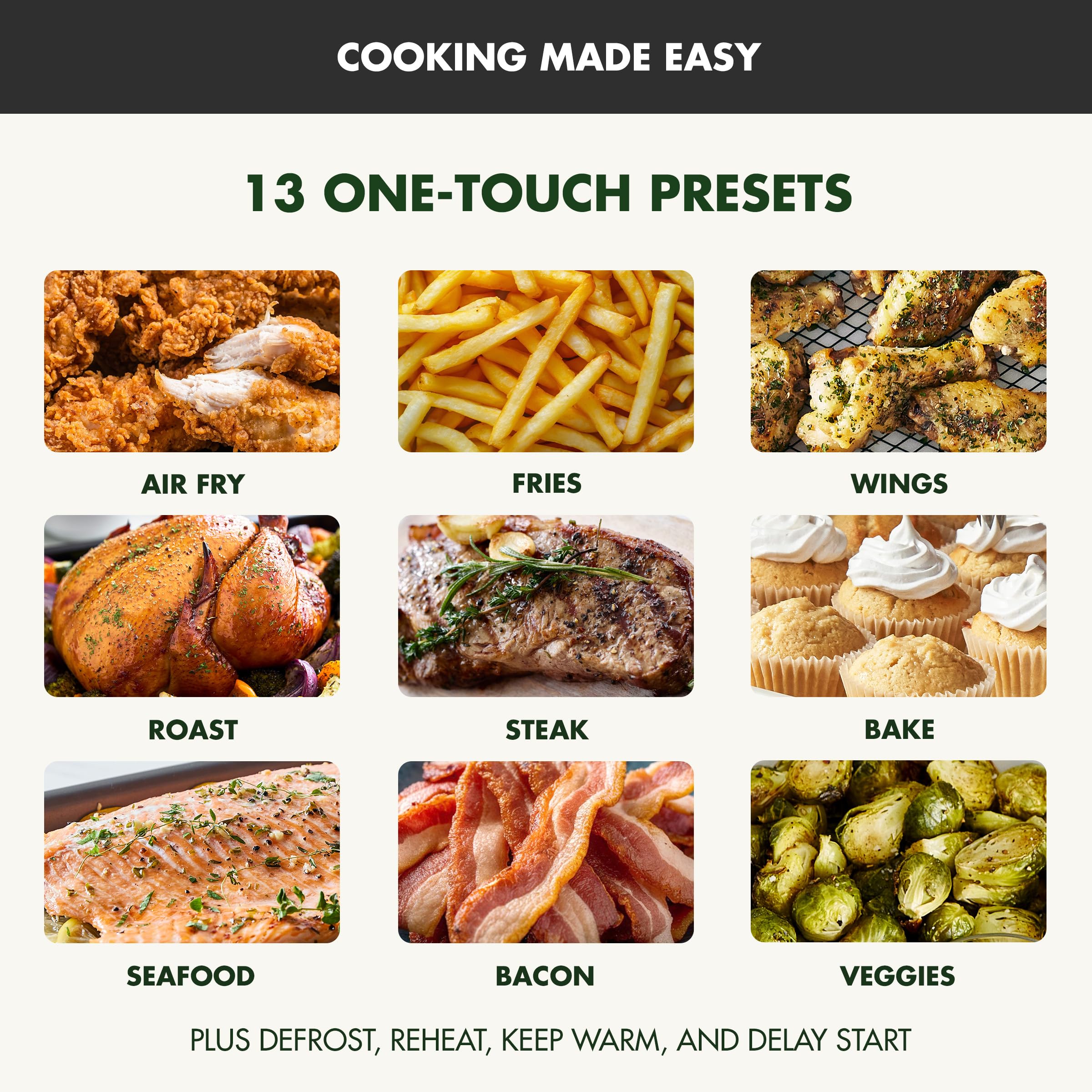 GreenPan Clearview freidora de aire extra grande de 7 cuartos, ventana transparente de 360°, cajón y bandeja antiadherentes de cerámica sin PFAS, calor a 400 °F, 13 preajustes, recordatorio de batido, mantener caliente, inicio retardado, piezas aptas para lavavajillas