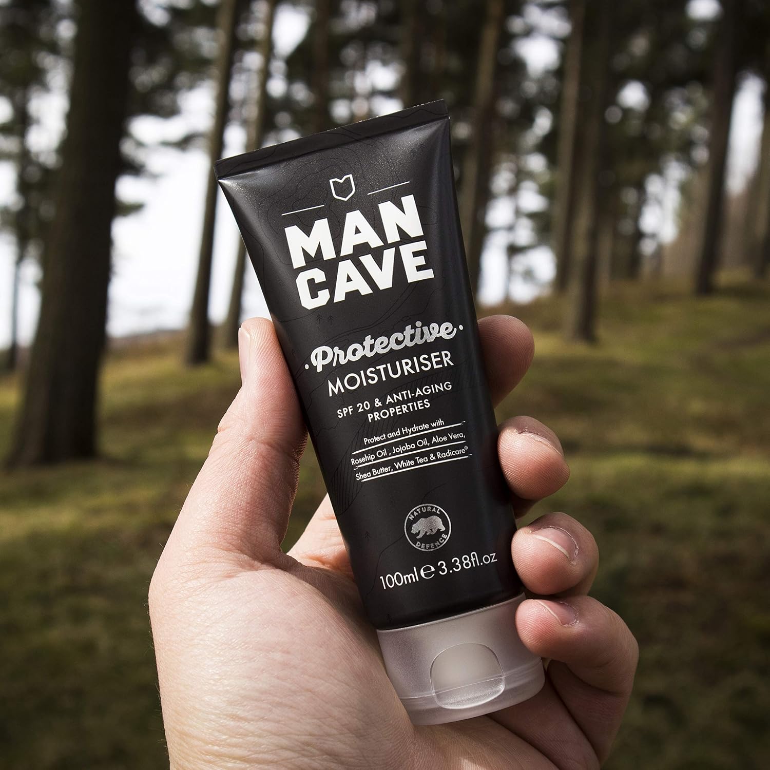 ManCave Anti-Ageing SPF 20 Moisturiser 100ml, UV Protection for Outdoors & Skiing, Rosehip Oil & Vitamin E - Image 3