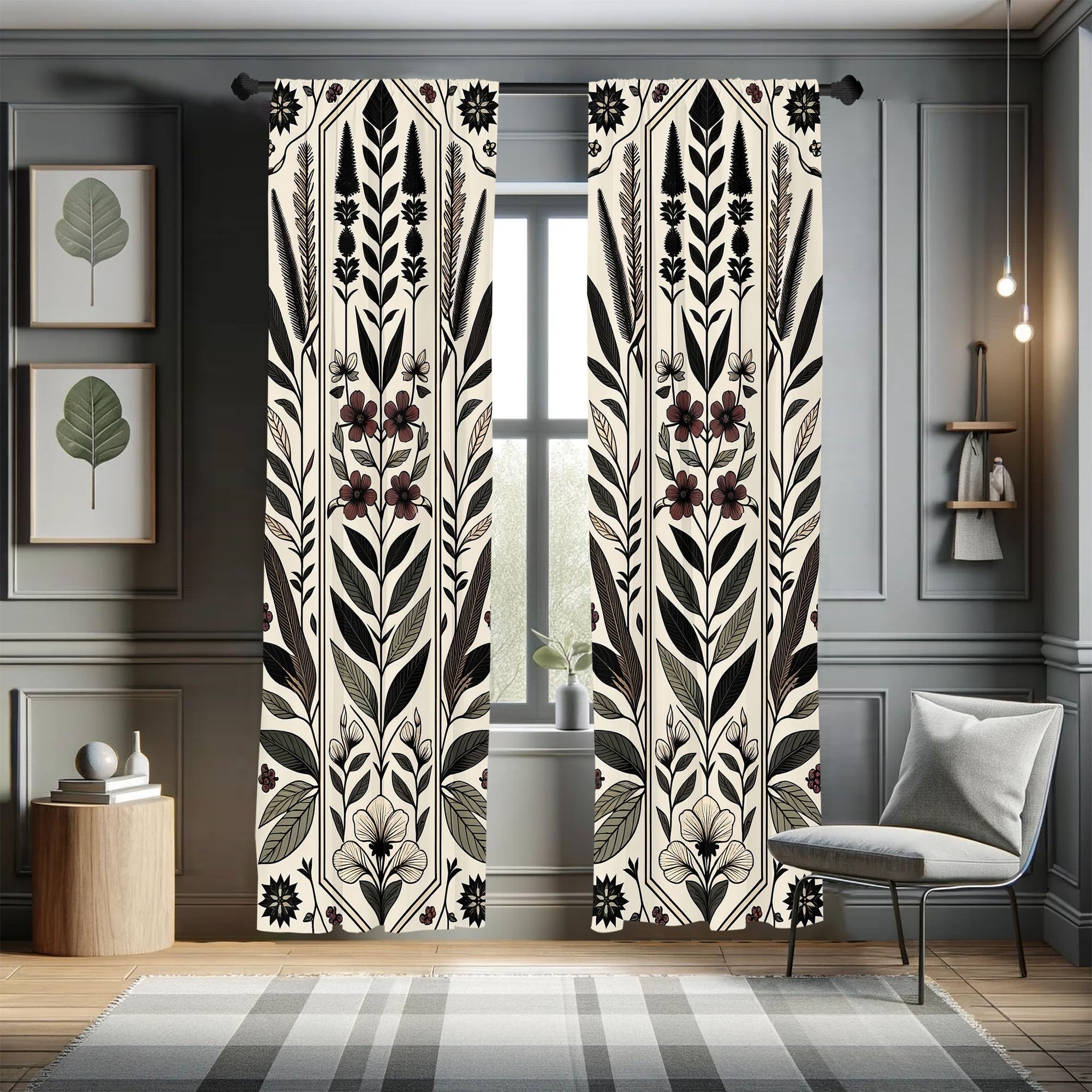 Ambesonne Nature Window Curtains, Boho Composition