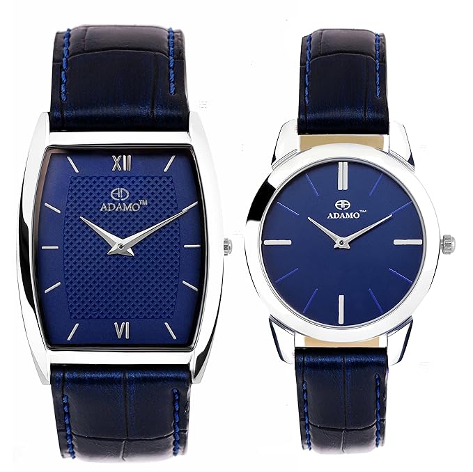 Slim Analogue Blue Dial Unisex Couple Watch Combo