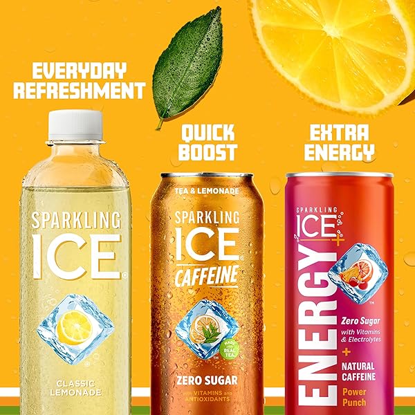 SPARKLING ICE CAFFEINE TEA + LEMONADE SPARKLING WATER WITH CAFFEINE, ZERO SUGAR, WITH ANTIOXIDANTS AND VITAMINS,16 FL OZ CANS (PACK OF 12)