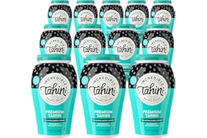Incredible Tahini Classic Natural Sesame Butter | Plant-Based & Classic Tahini Paste for Salad Dressing and Hummus | Certified Kosher and Peanut Free Ground Sesame Seed Vegan Dip – 12 Pack 16oz
