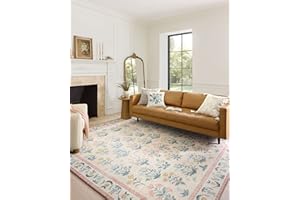 LOLOI II Rifle Paper Co. x Loloi Eden Collection EDE-01 Mughal Rose Blush 7'-6" x 9'-6" Area Rug