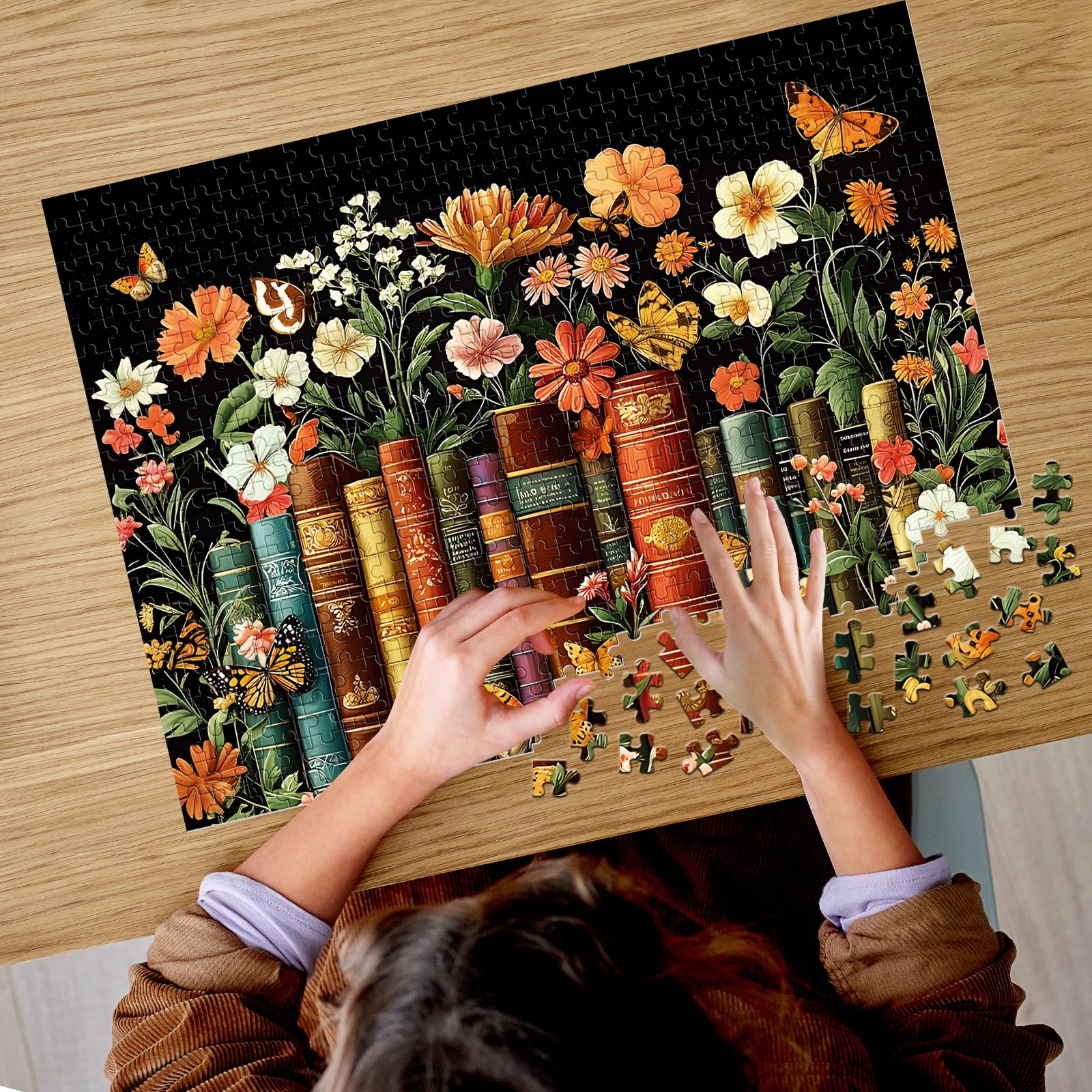 500 Piece Puzzle for Adults | Vintage Wildflowers Books Puzzle | Recycled Cardboard Plant Flowers Jigsaw Puzzle 500 Pieces | Challenging Game Home Decor Birthday Party Gift Toy for Adults Kids Seniors