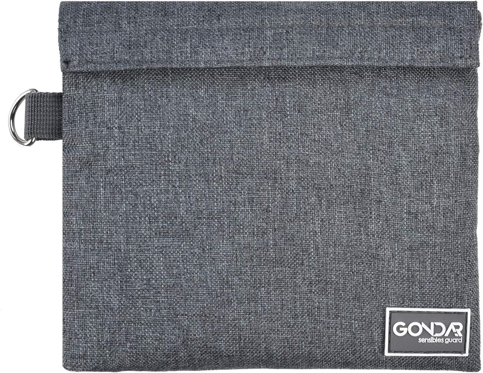 Smell Proof Bag Small Pouch 7X6 - by GONDAR Premium Activated Carbon Lining Odor Locking Stash Bag | Smellproof Zipper, Waterproof | Store Herbs Dried Food Tea Rolling Accessories Grinder Grey