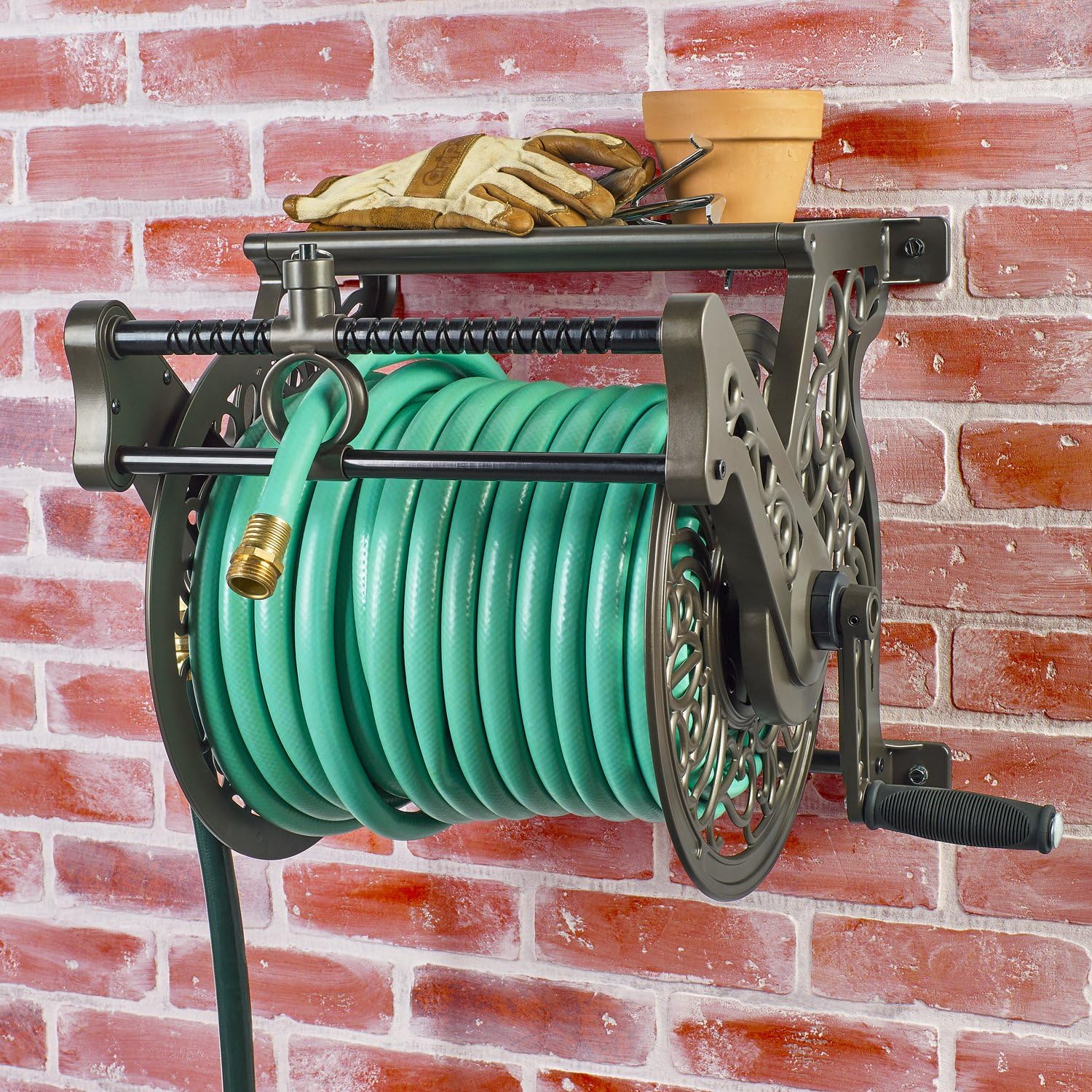 Liberty Garden 707 Decorative Wall Mount Garden Guide Hose Reel, Bronze : Garden & Outdoor