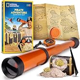 National Geographic Pirate Telescope Adventure Activity Kit for Kids | Treasure Hunt Map, Pirate Hat and Map, Spyglass, Compass, Replica Doubloon and Pyrite, Imaginative Play, Birthday Gift