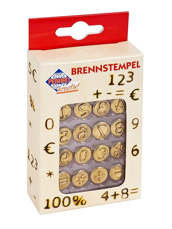 Pebaro 20600 - Brennstempel, Zahlen und Zeichen, 16-teilig
