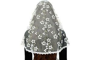 Mantveil Catholic Church Veils for Women: Traditional Lace Mantilla Chapel Veil Latin Mass Head Coverings with Clip