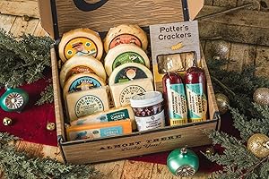 CHEESE BROTHERS INC Cheese Bros. Deluxe "Best Gifts are Cheesy" Gift Box | Fresh from Wisconsin | Includes Goudas, Dill Havarti, Italian Fratello, Aged Cheddar, Jam, Summer Sausage | Gfiting for Christmas and Hannukah