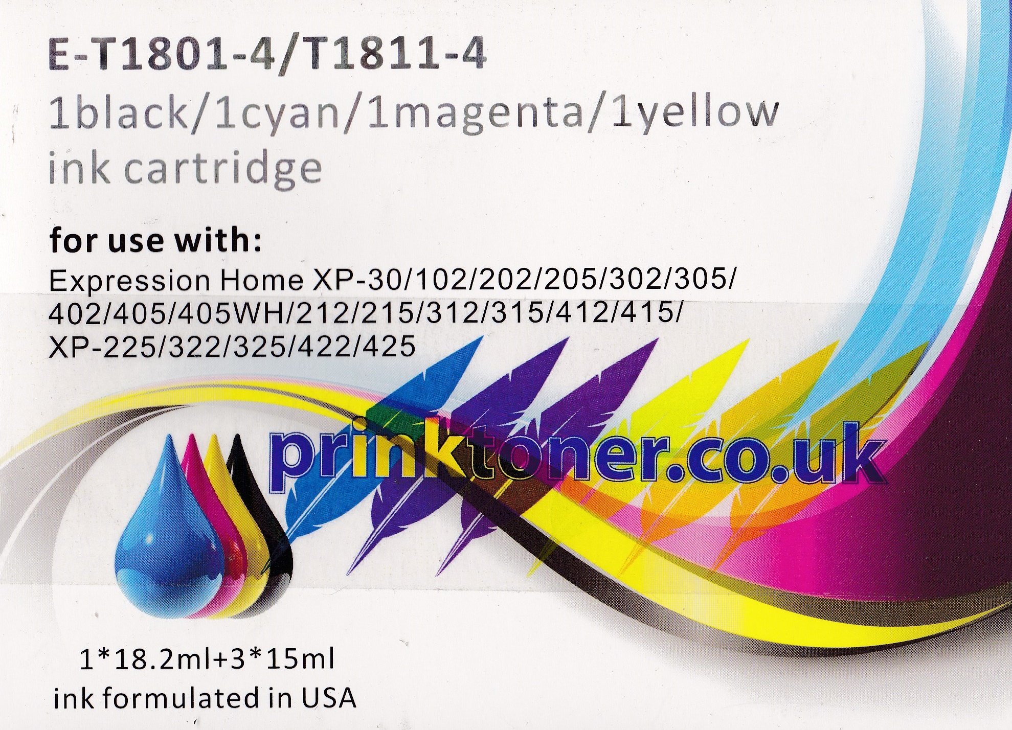 4 Pack Compatible Set TO1811/1814 Ink Cartridges For Epson XP-30/102/202/305/402/412 + More