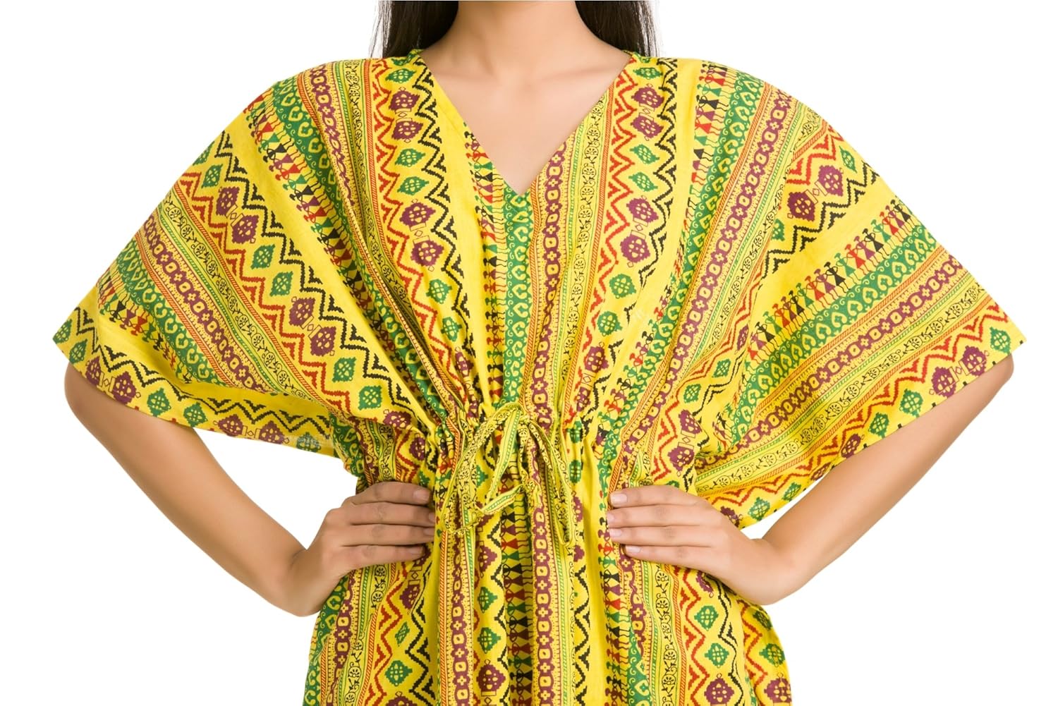 handicraft-palace women's cotton kaftan (kl-69_yellow_50)
