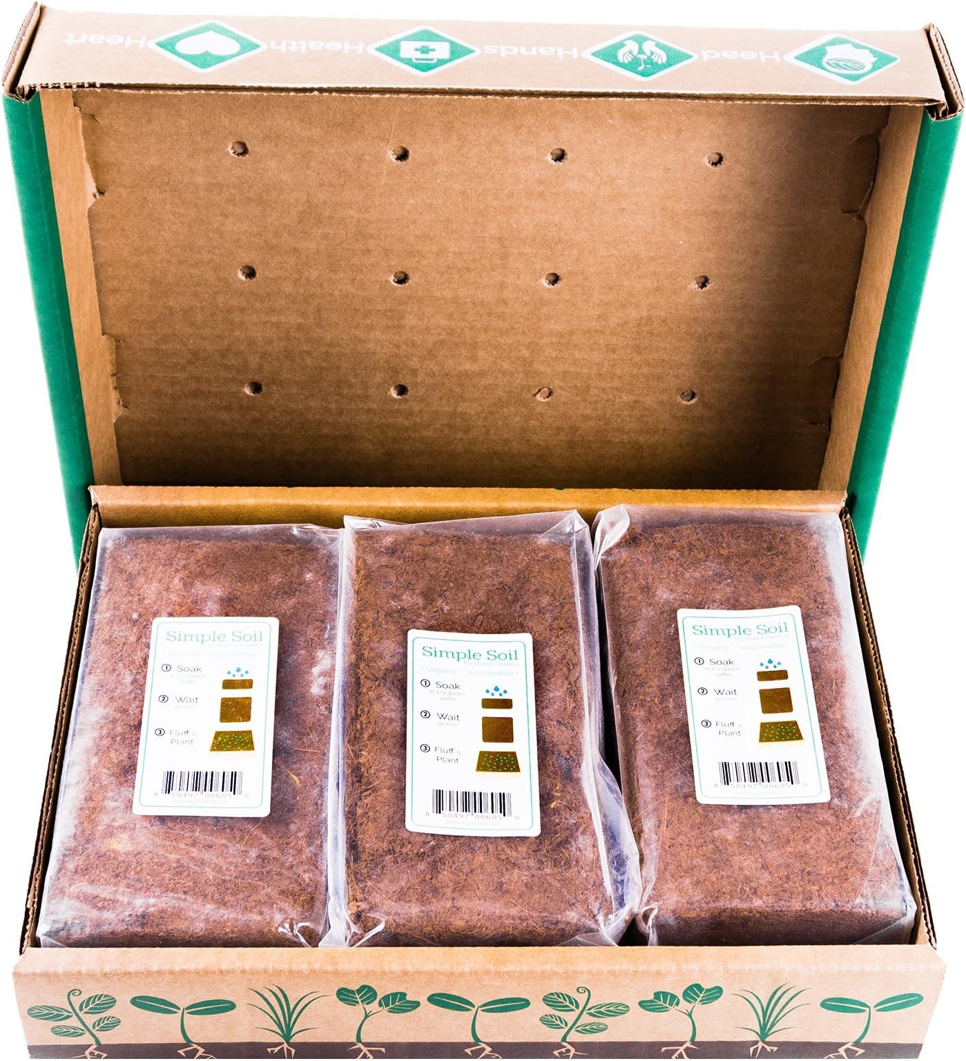 Simple Soil - 3 Pack of Premium Organic Coconut Coir Bricks for Home Gardening, Microgreens 4.9 Pounds