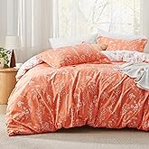 Bedsure Twin/Twin XL Comforter Set - Coral Orange Comforter, Cute Floral Bedding Comforter Sets, Gifts for Woman, 2 Pieces, 1