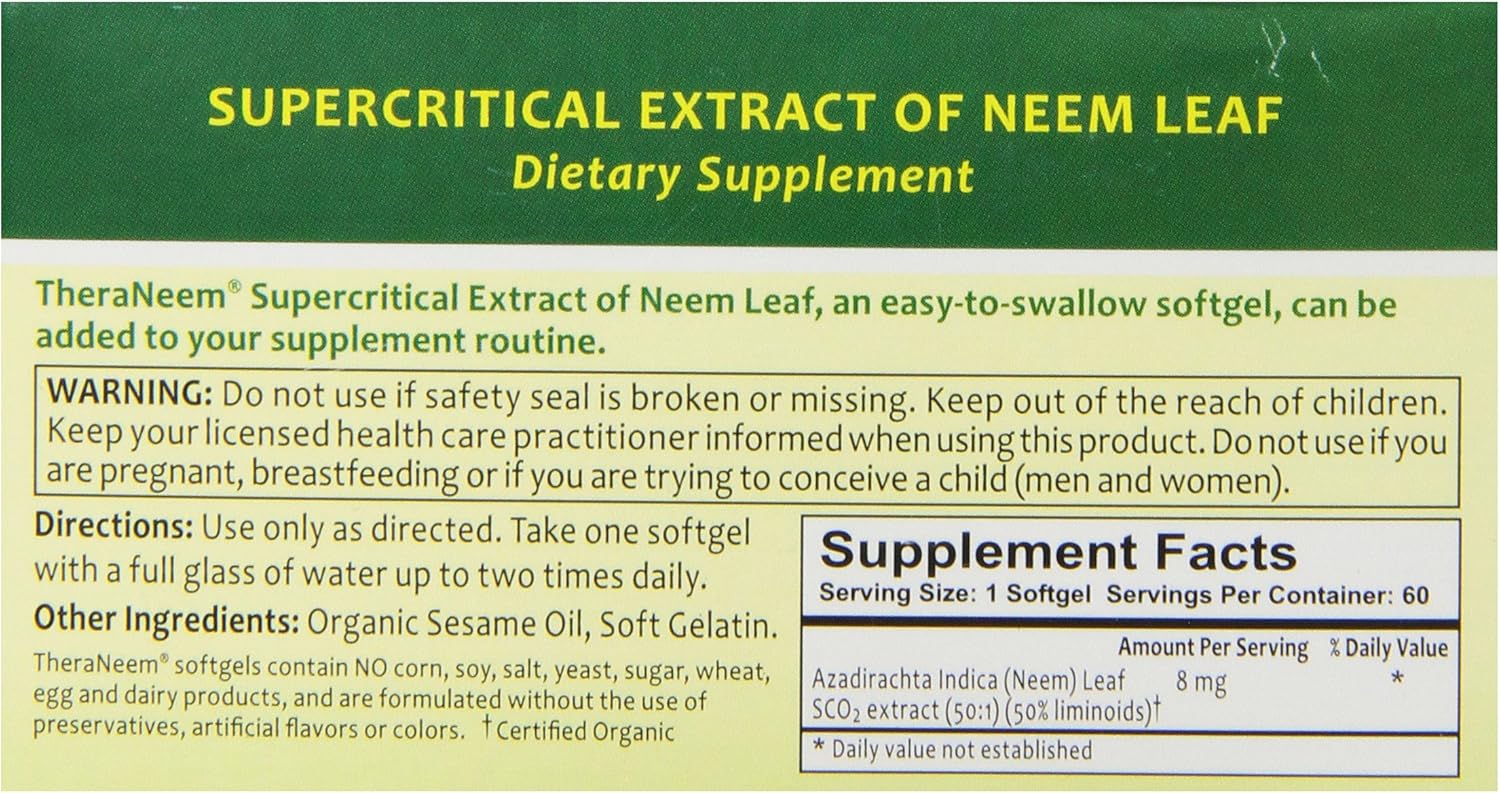 Theraneem Supercritical Neem Gel Capsules, 60 Count: Health & Personal Care