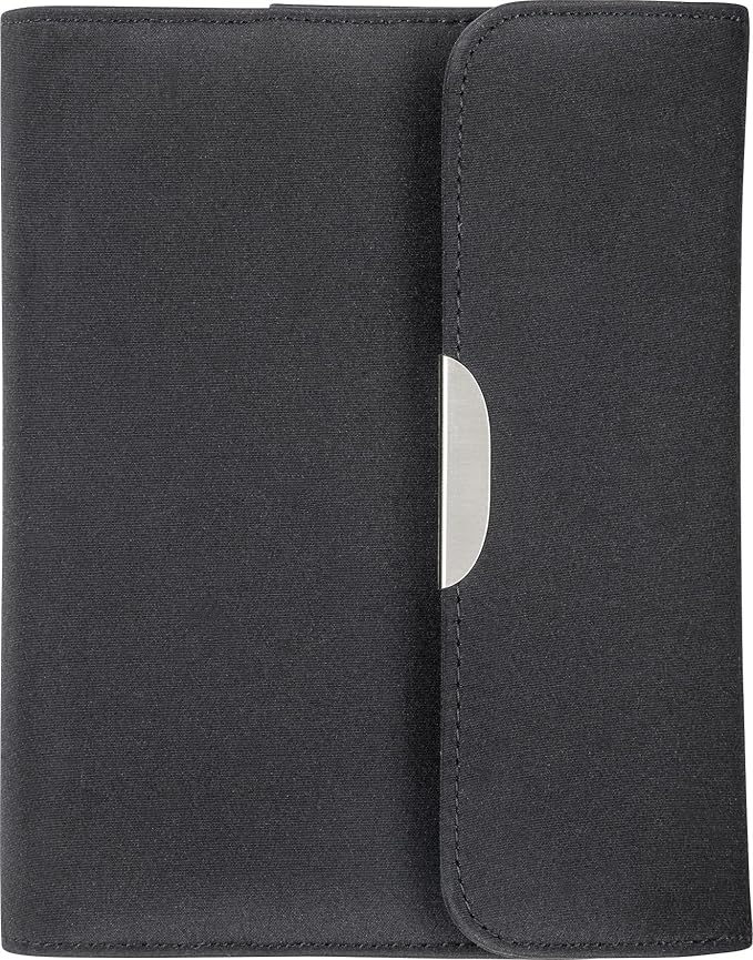 Brunnen 107492090 Zeitplansysteme/Ringbuchkalender/Timer Filius, 93 x 172 mm, Microfibre-Ringbuch schwarz mit zwei Druckknöpf
