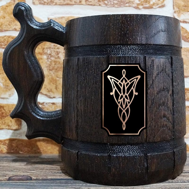 Evenstar Beer Mug Lotr Gift Evenstar Wooden Beer Stein Lord Of The Rings Beer Tankard Hobbit Mug Elf Beer Mug Elvarzhalairex
