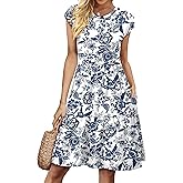 WIHOLL Summer Dresses for Women 2026 Cap Sleeve Casual Sundresses Floral Tiered Swing Fashion Beach Vacation Dress
