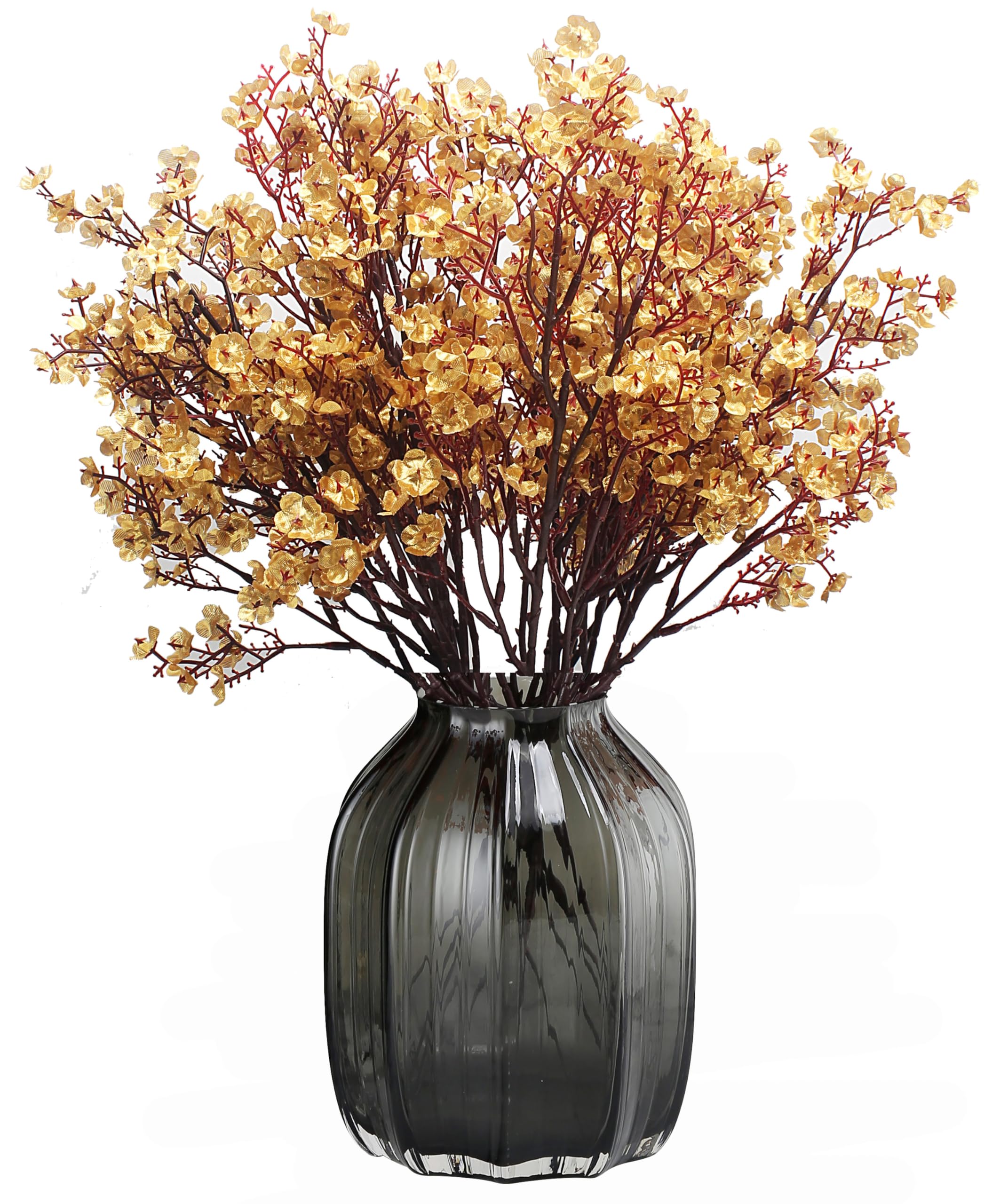 JAKY-Global Babys Breath Silk Artificial Flowers Bulk 12pcs for Fall Decor Fake Flower Bouquet Bulk for Home Kitchen Indoor Bouquet Floral Arrangement Table Centerpieces Party Decor(Gold 12pcs)