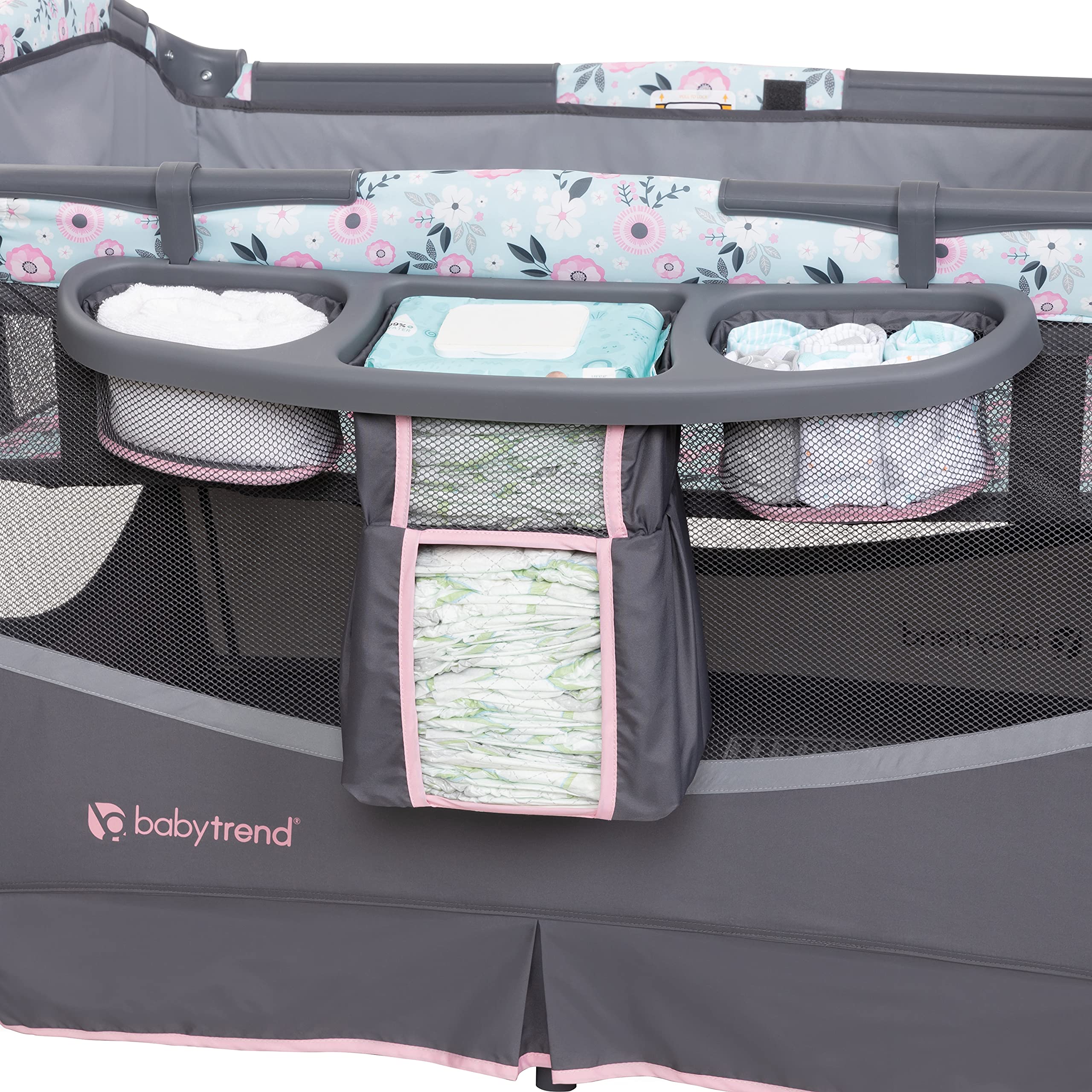 Baby Trend Nursery Center, Playard Full Size Bassinet and Changing Table, Deluxe II, Primrose