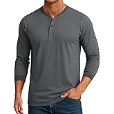 Cotrasen Mens Henley Long Sleeve Shirts Cotton T-Shirts 3 Button Tops Fashion Casual Basic Tee