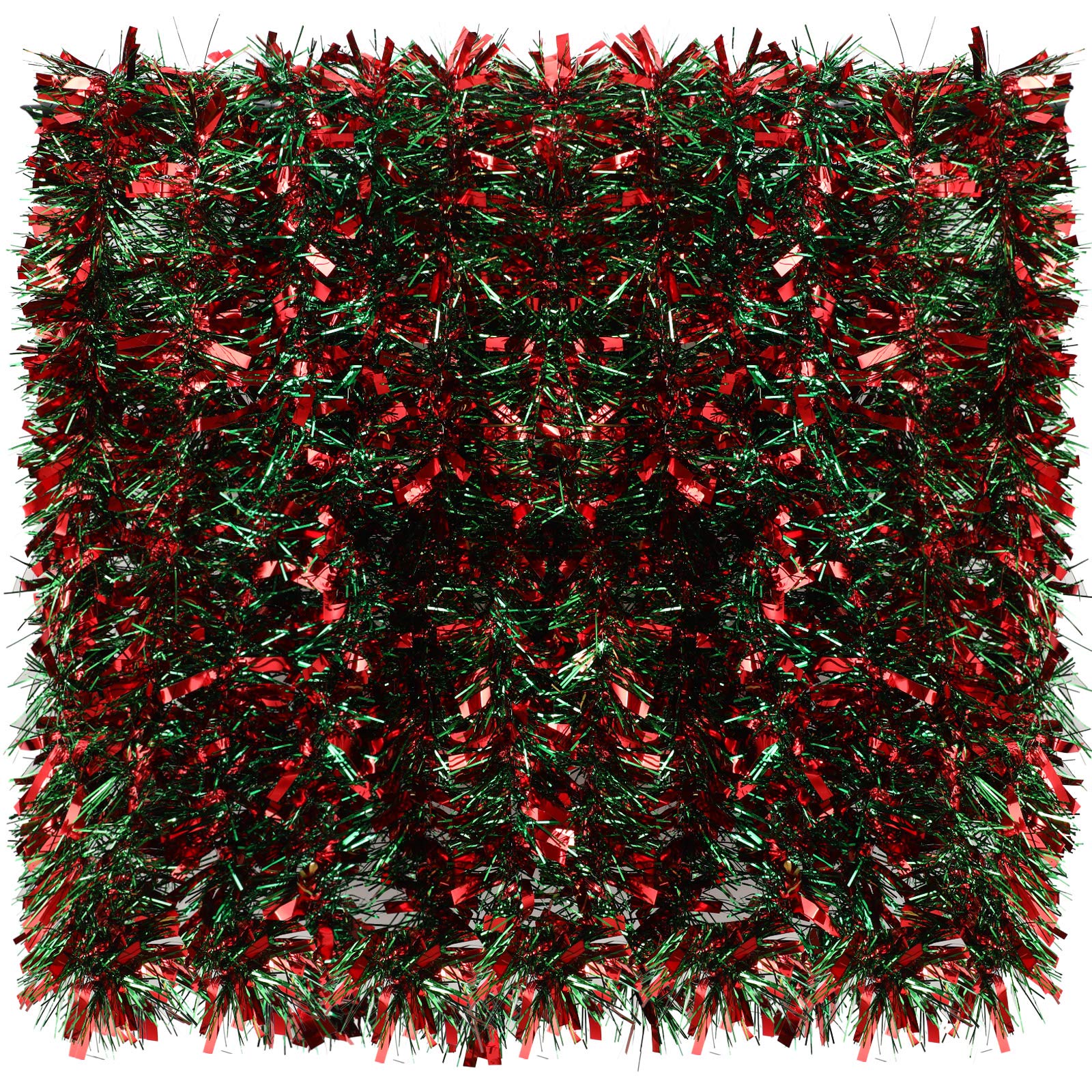 52.5 Ft Christmas Tinsel Garland - 8 Pieces Metallic Twist Mixed Color Hanging Glittering Tree Decoration (Mixed Red, Green)