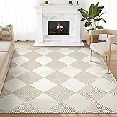 Abani Cream Area Rug for Living Room, Bedroom - Diamond Pattern - 6 x 9 - Durable & Easy to Clean