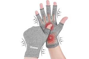 TFUSOM Compression Gloves Arthritis Gloves for Women for Pain,Fingerless Compression Wrap for Hand Pain and Osteoarthritis，Anti-Slip，Unisex,M,LightGray