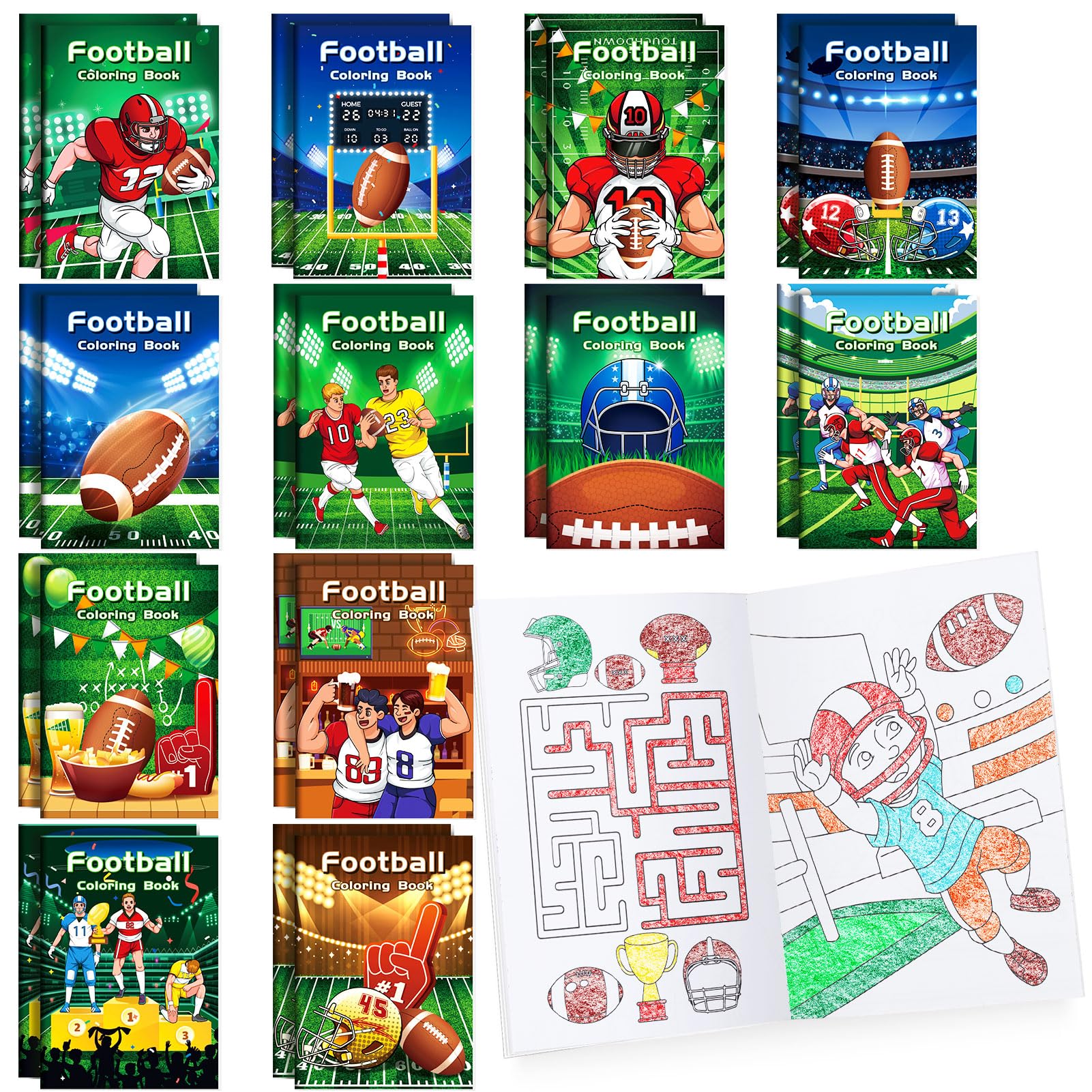 Photo 1 of BenLouis 24 Pcs Football Mini Coloring Books Kids Football Theme Party Favors Small Activity Books Bulk for Kids Super Football Bowl Birthday Goodie Bags Stuffers Return Gifts Classroom Travel